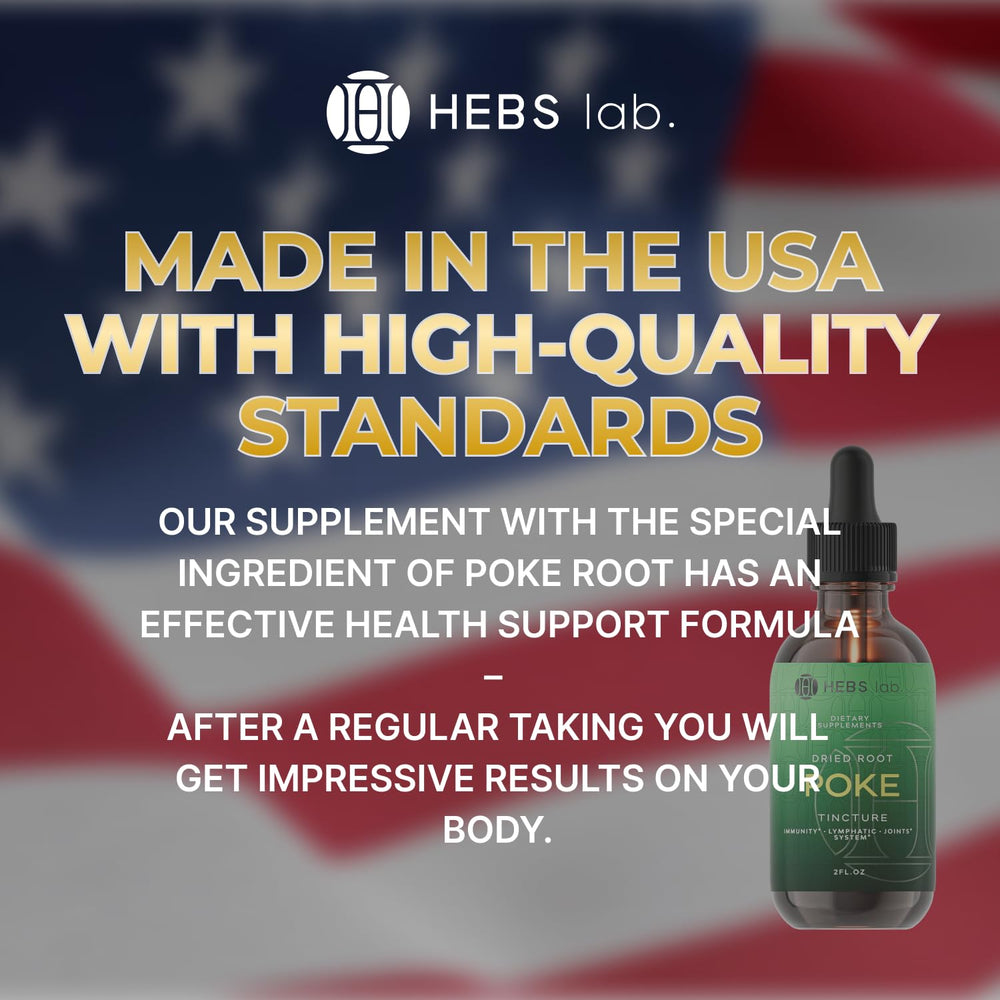 HEBS LAB Poke Root Drops on counter for daily athlete routine.