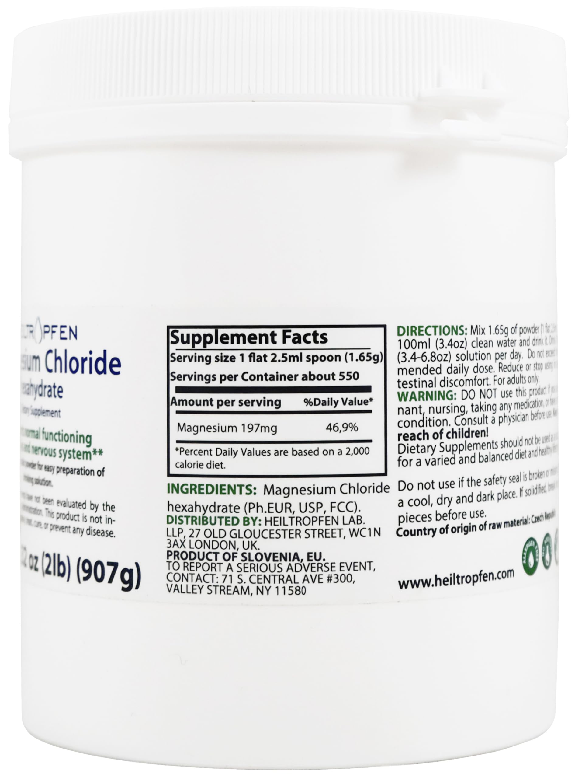 Heiltrop identification of ISO 22000 and GMP certifications for manufacturing standards.