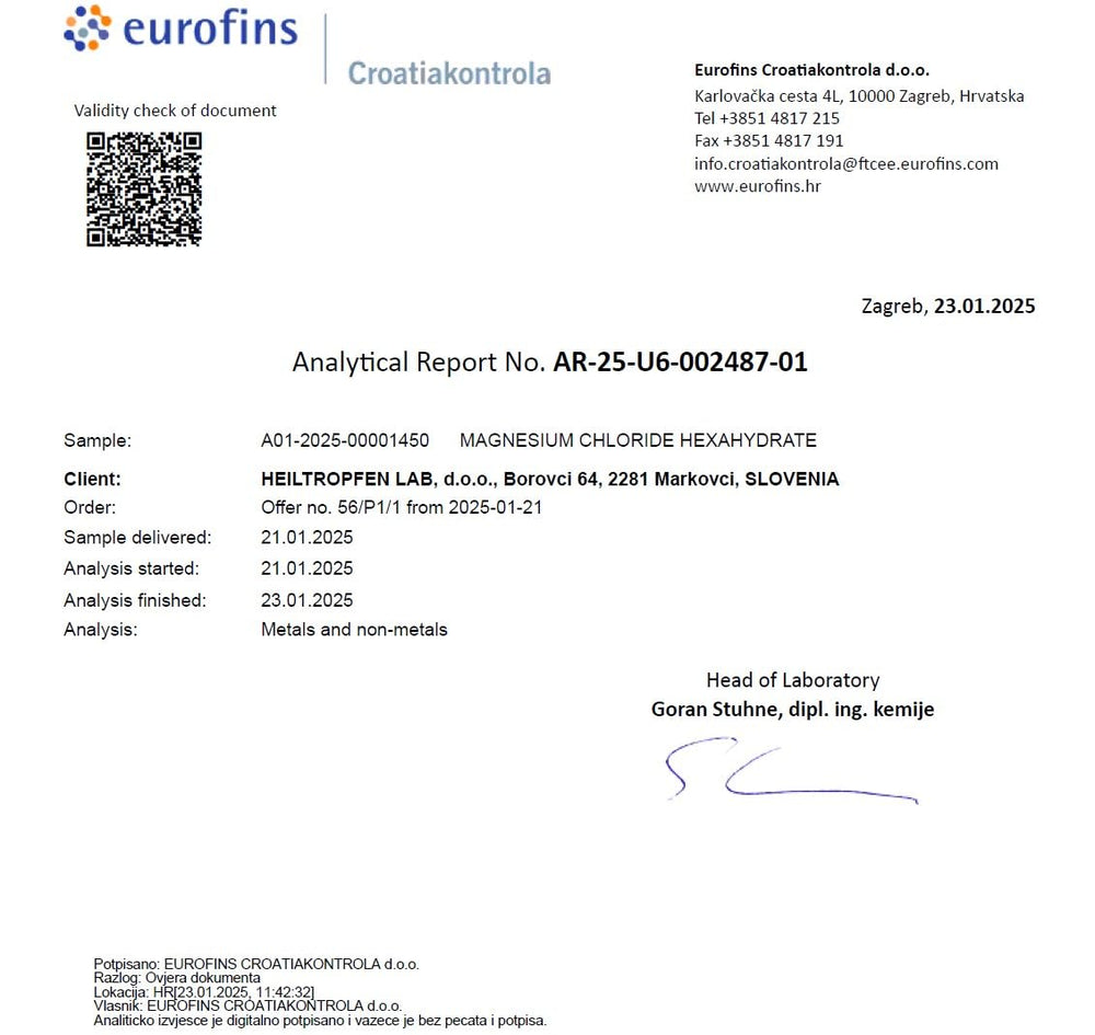Heiltropfen lab certificates illustrating third-party testing and quality verification.