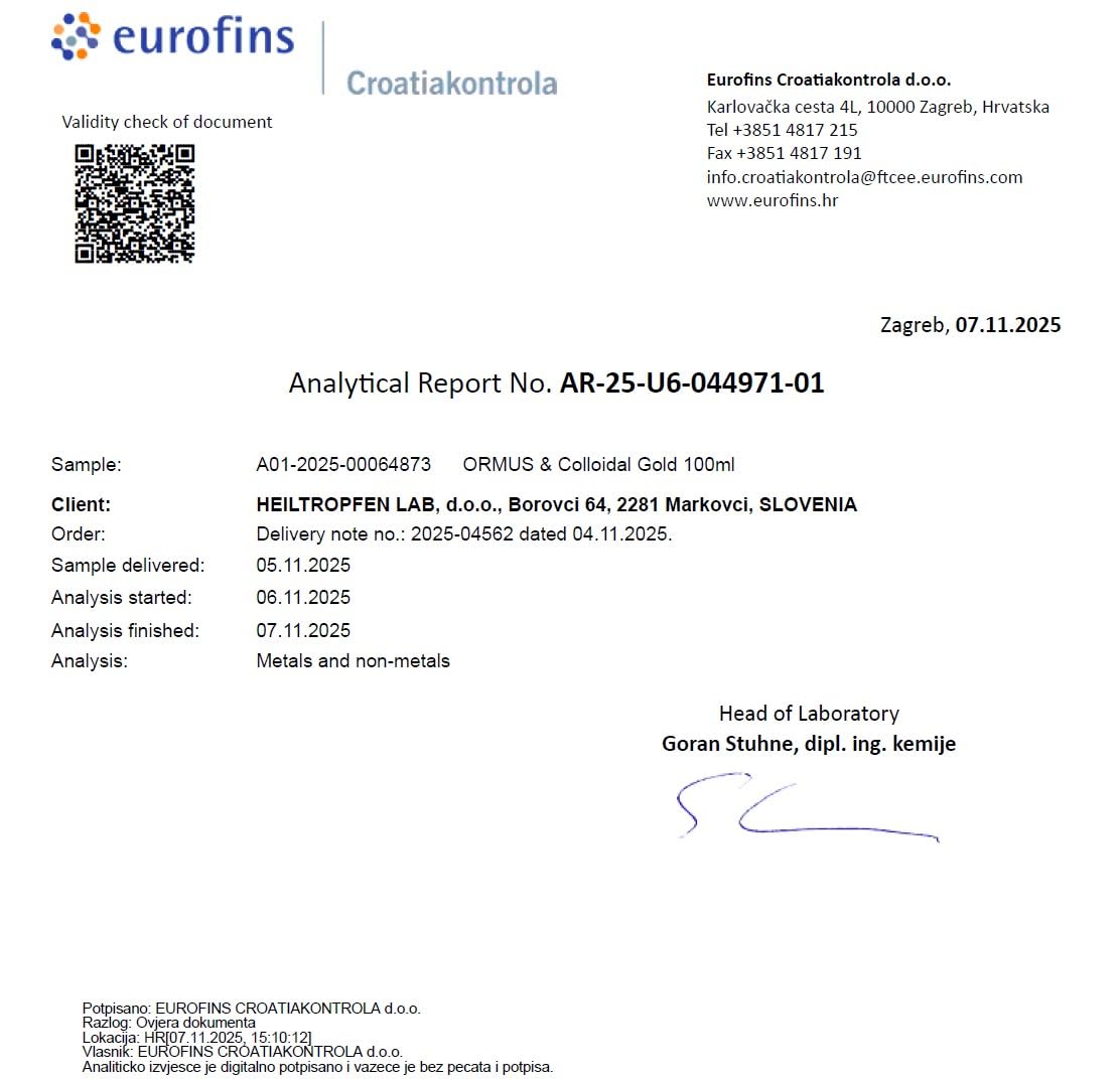 Heiltropfen Ormus Dead Sea salt minerals highlight natural origin for this concentrate.