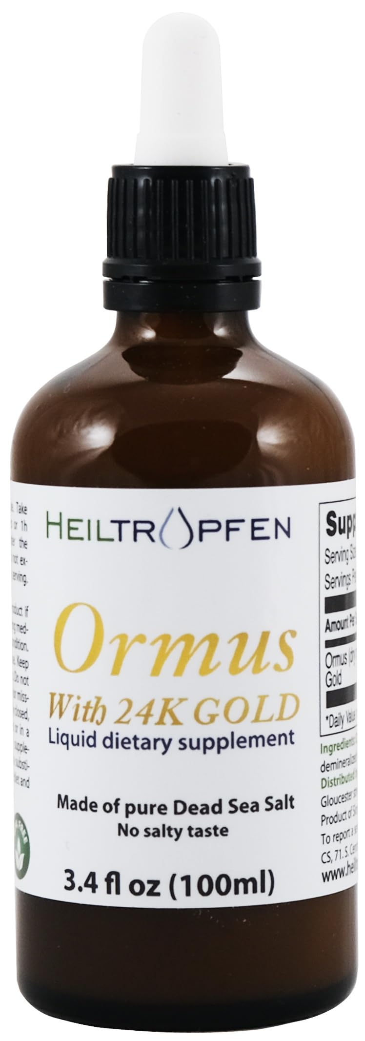 Heiltropfen Ormus third-party testing certificate displayed for transparency.