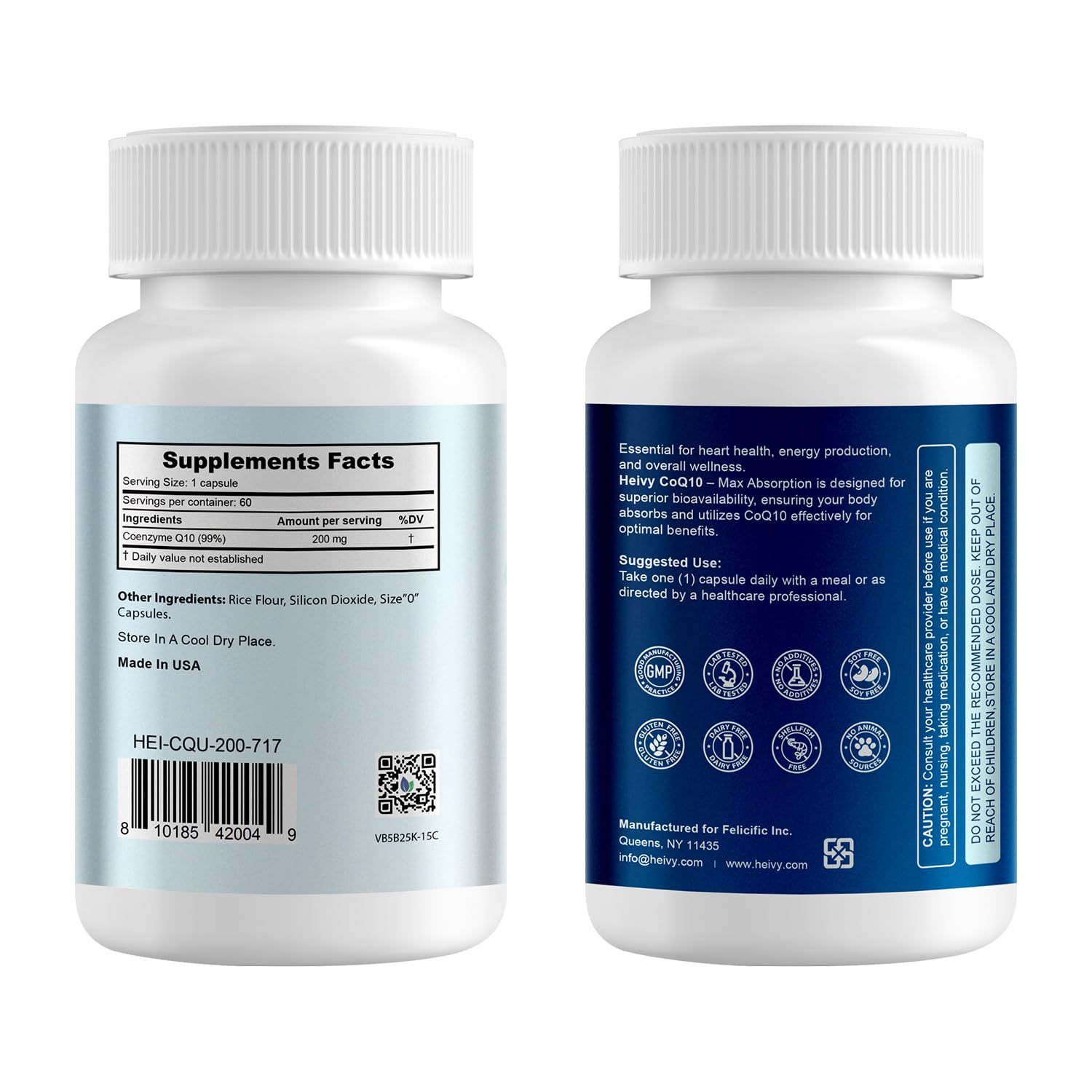 Close-up of Heivy CoQ10 capsule cap highlighting premium absorption and potency.