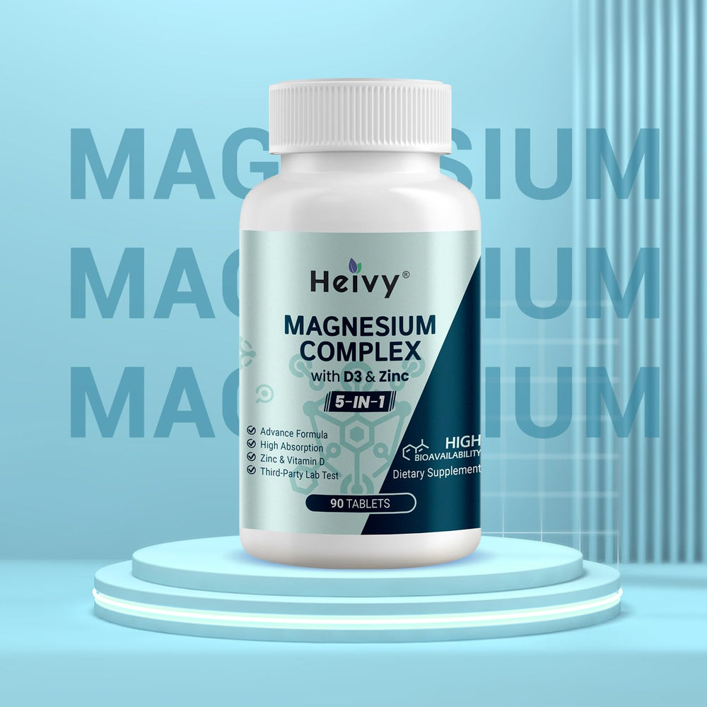 Back label of Heivy Magnesium Complex detailing ingredients and usage guidelines.
