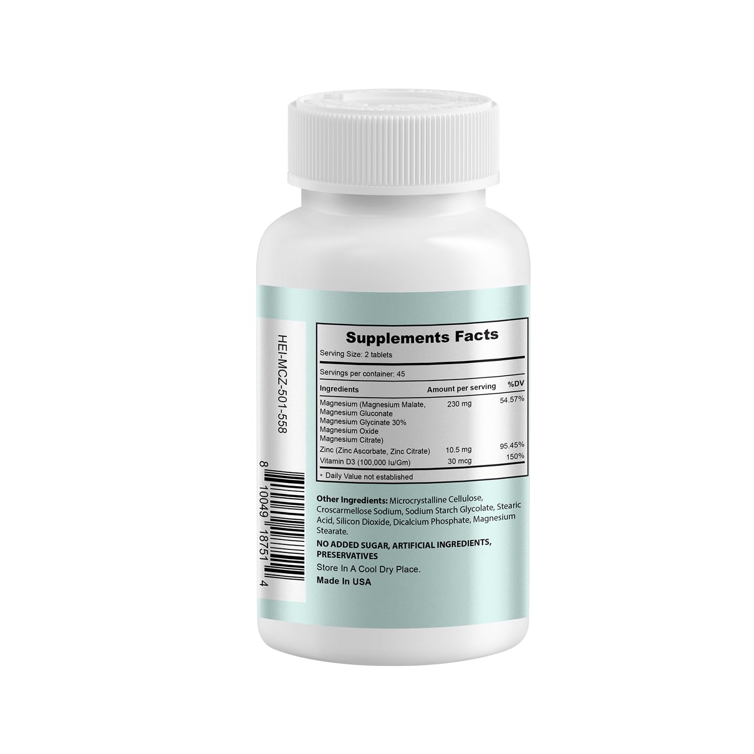 Close-up of Heivy Magnesium Complex capsules highlighting form and quality.