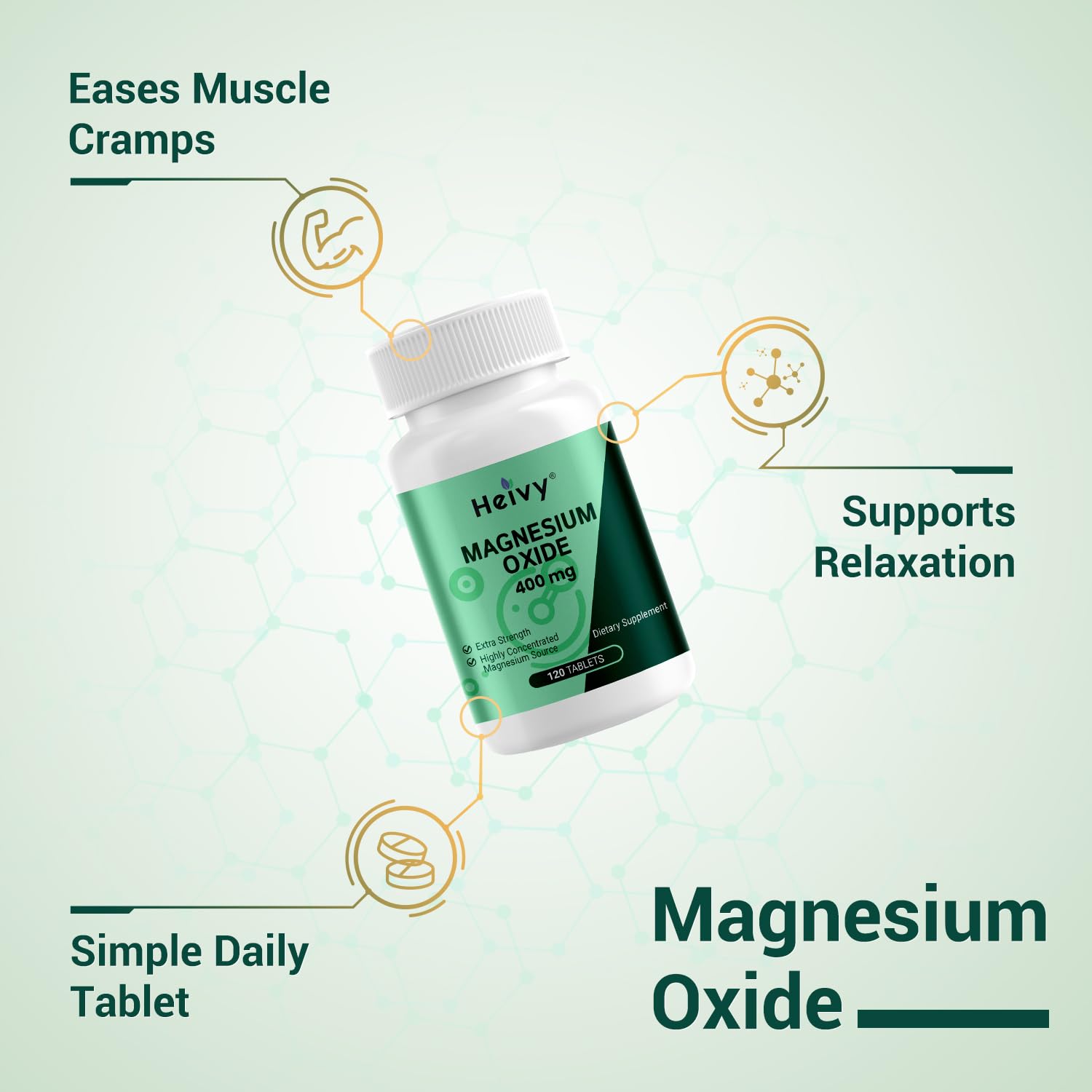 Heivy Magnesium Oxide 400mg daily-use scene, easy routine to boost mineral balance.