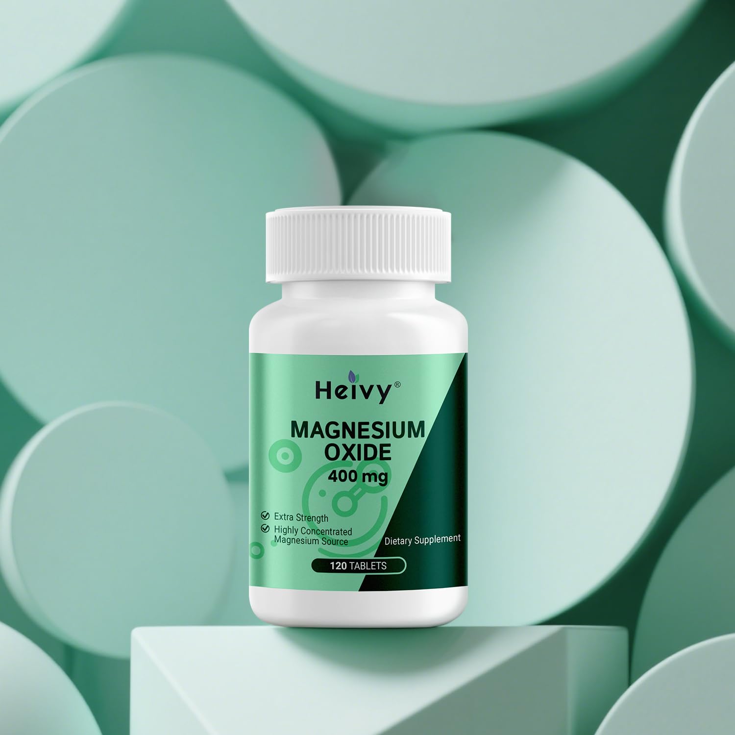 Heivy Magnesium Oxide 400mg – 120 tablets, long-lasting daily magnesium support.