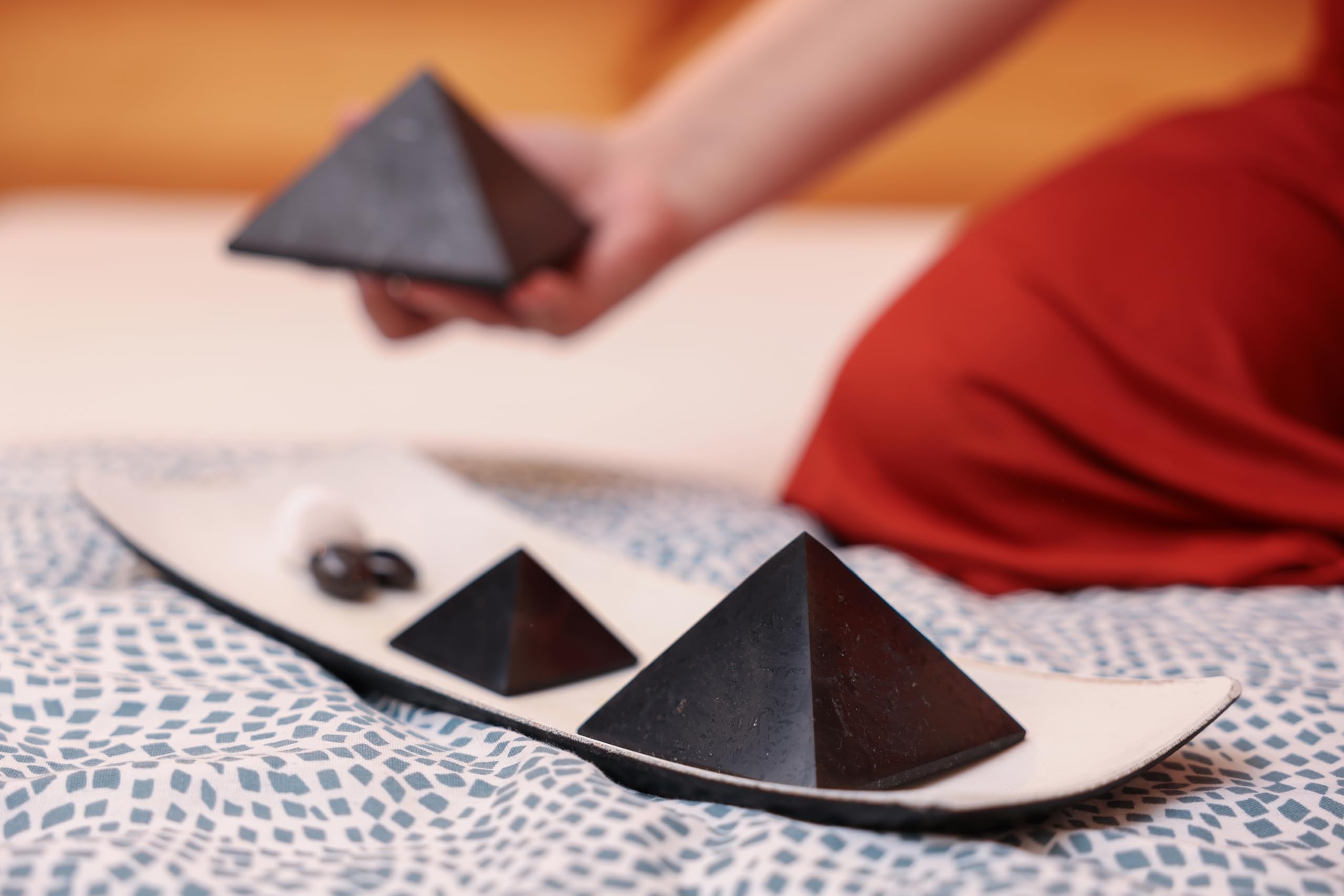 Heka Naturals gift-ready Shungite pyramid offers a natural decor choice for loved ones