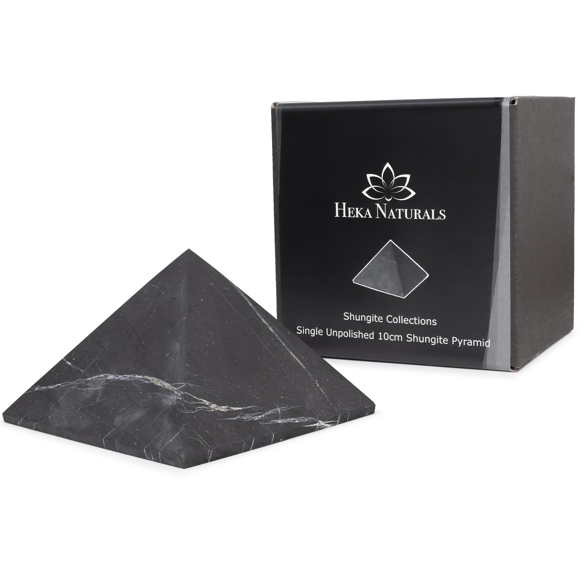 Heka Naturals unpolished Shungite pyramid, 4-inch desk decor adds calm workspace ambience