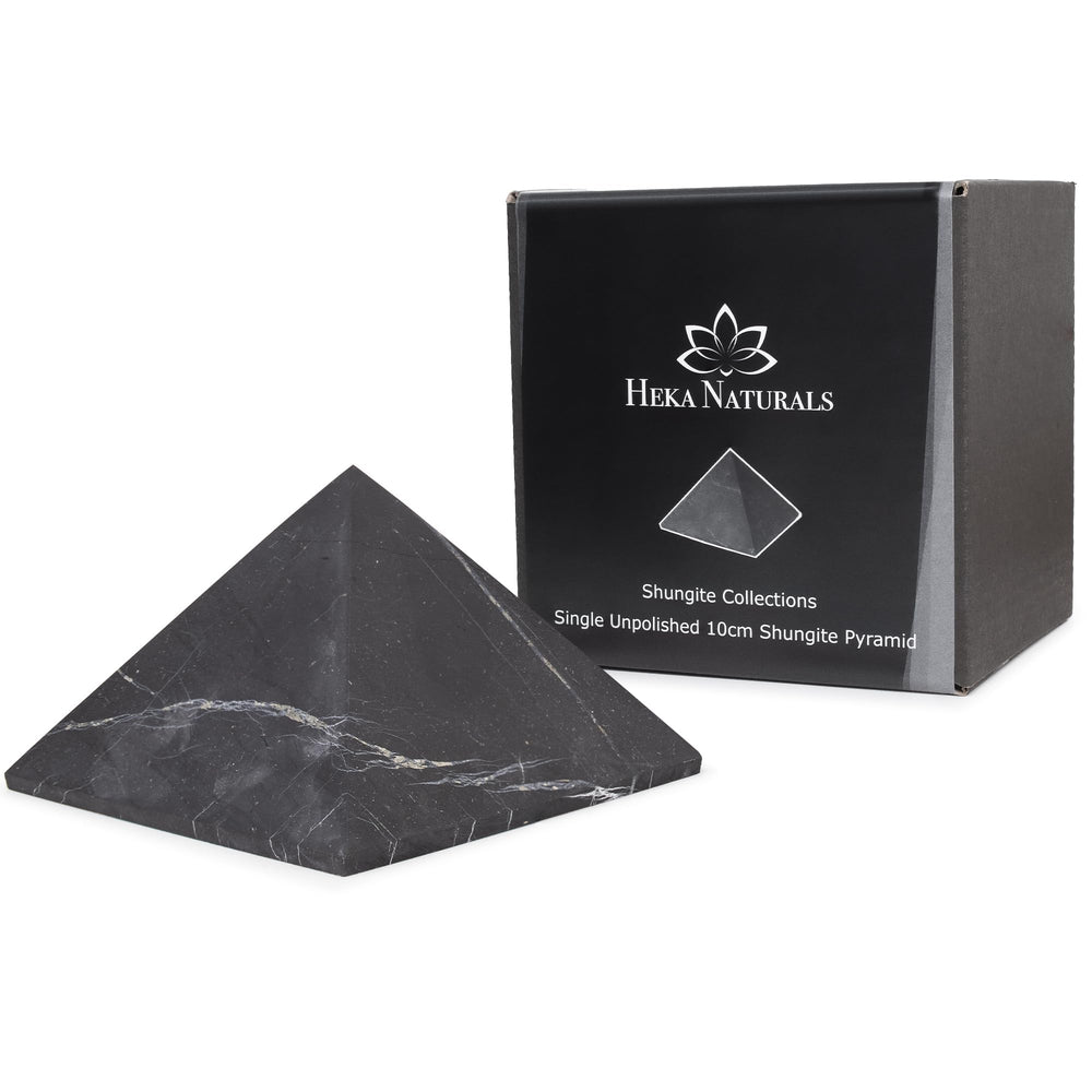 Heka Naturals unpolished Shungite pyramid, 4-inch desk decor adds calm workspace ambience