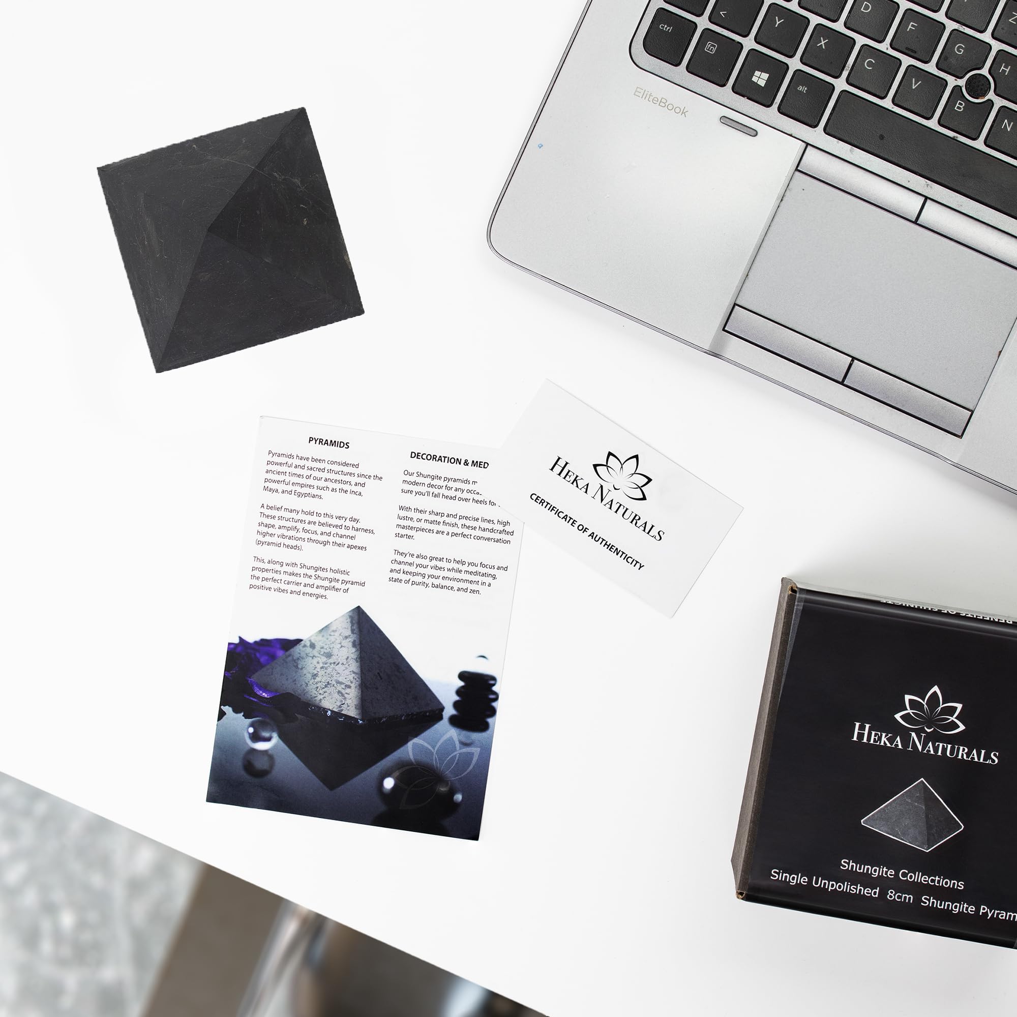 Shungite pyramid centerpiece adds natural elegance to a room