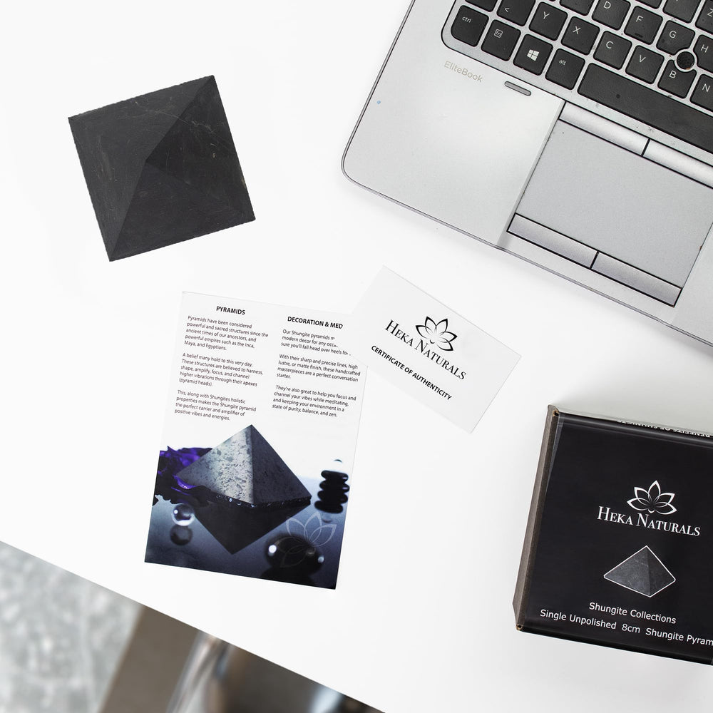 Shungite pyramid centerpiece adds natural elegance to a room