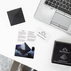 Shungite pyramid centerpiece adds natural elegance to a room