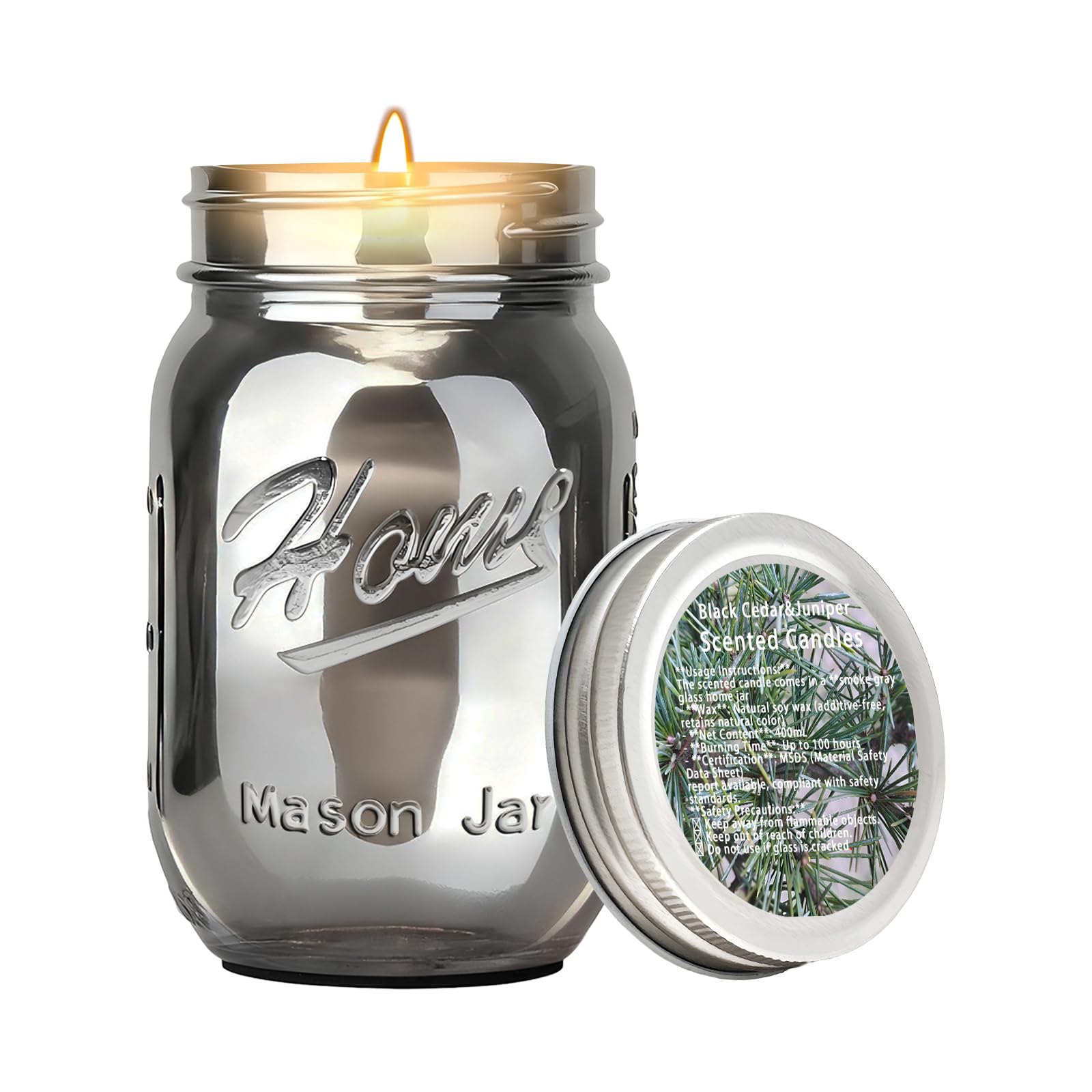 HEKALU Smoke Gray Sands candle in a 22oz jar creates warm home ambiance