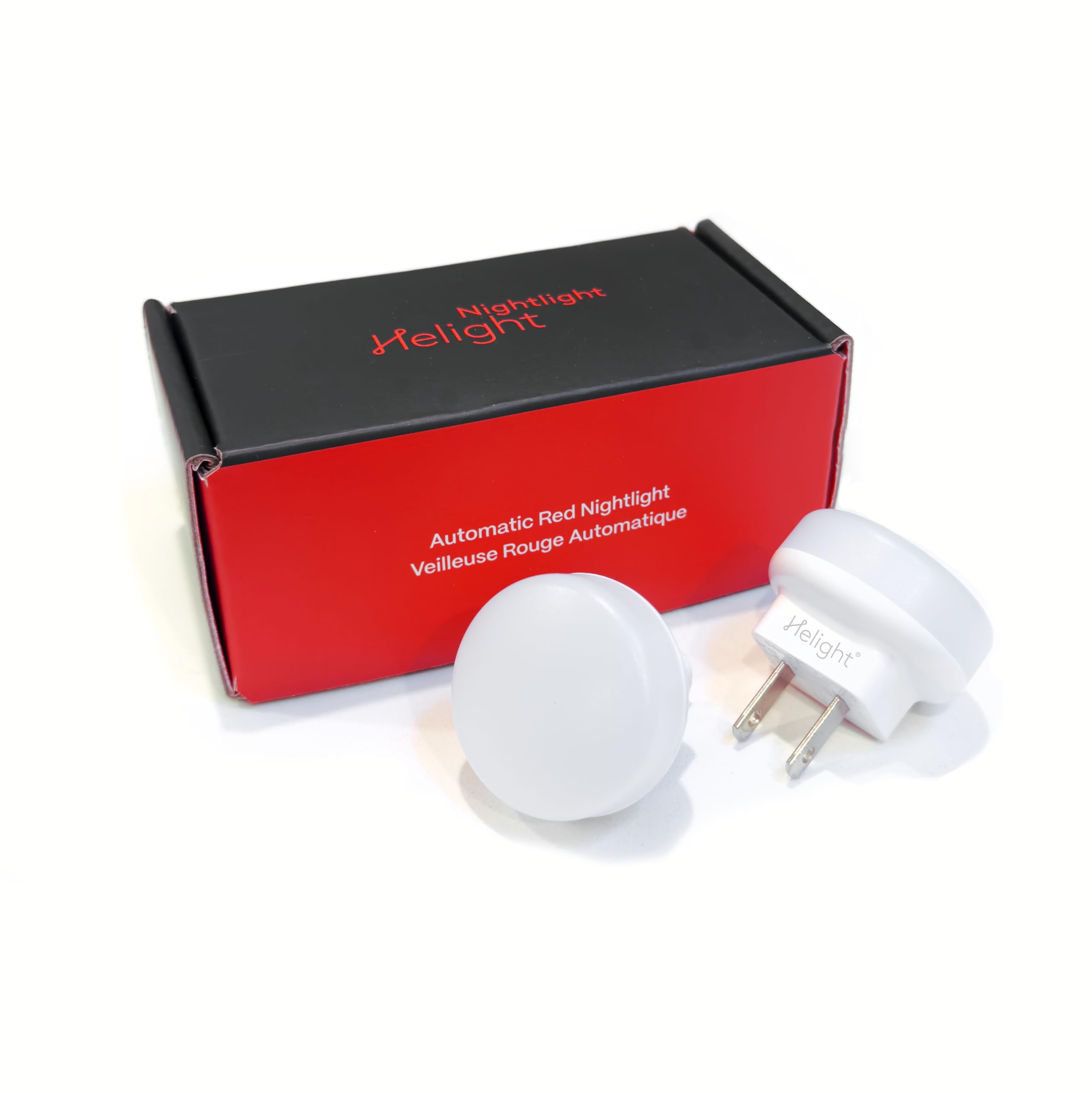 Helight red night light plug-in 2 pack provides dim, sleep-friendly visibility in bedrooms.