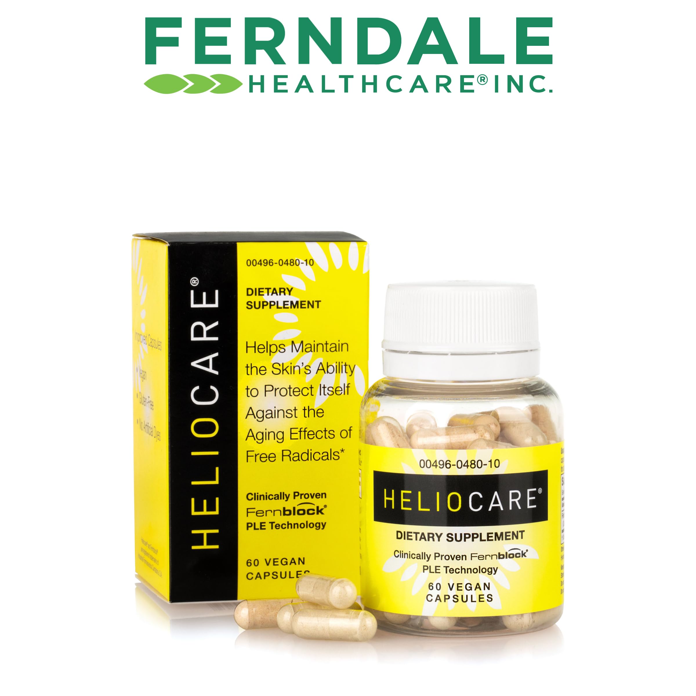 Heliocare capsules in sealed pack for vegan gluten-free formula