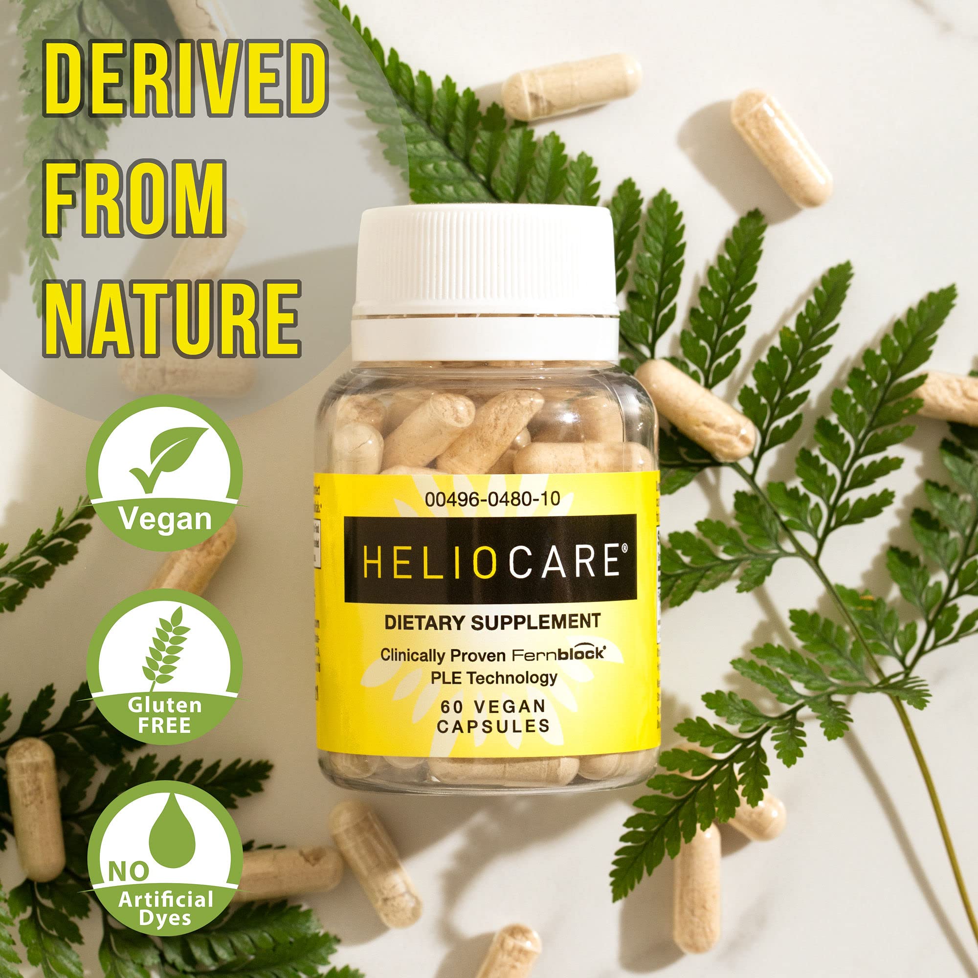 Graphic showing Fernblock PLE technology and Heliocare formula