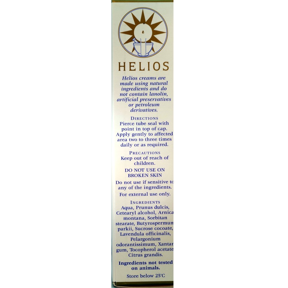 Helios Arnica Cream texture close-up, smooth formula for delicate skin use