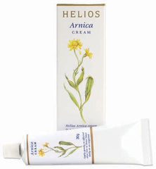 Helios Arnica Cream tube close-up showing natural Arnica ingredients for gentle relief