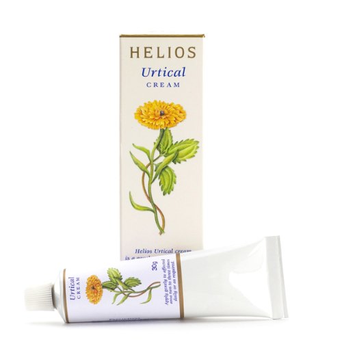 Helios Urtical Cream tube packaging for soothing skin.