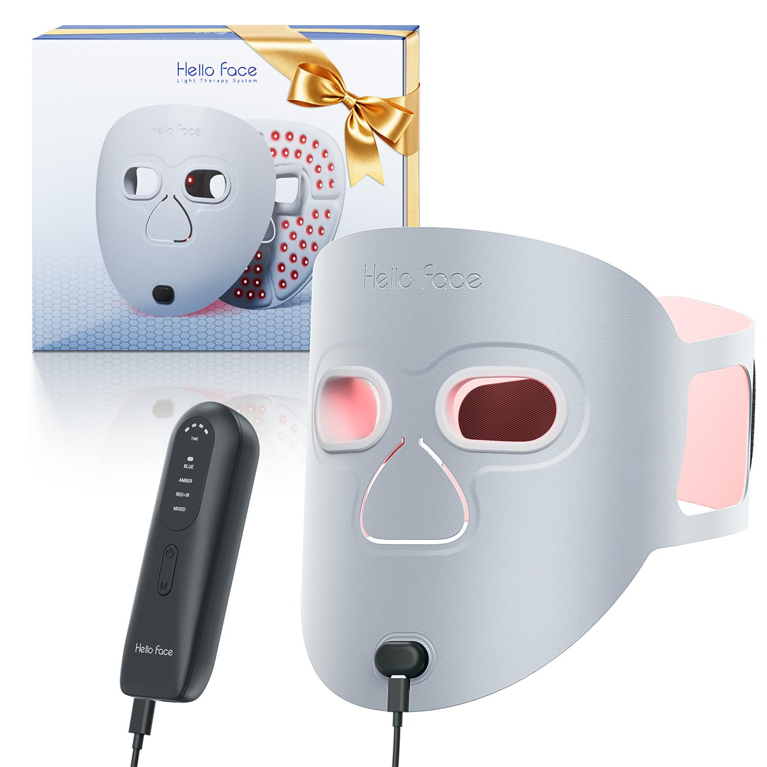 Hello Face red light mask front view for convenient at-home skin care