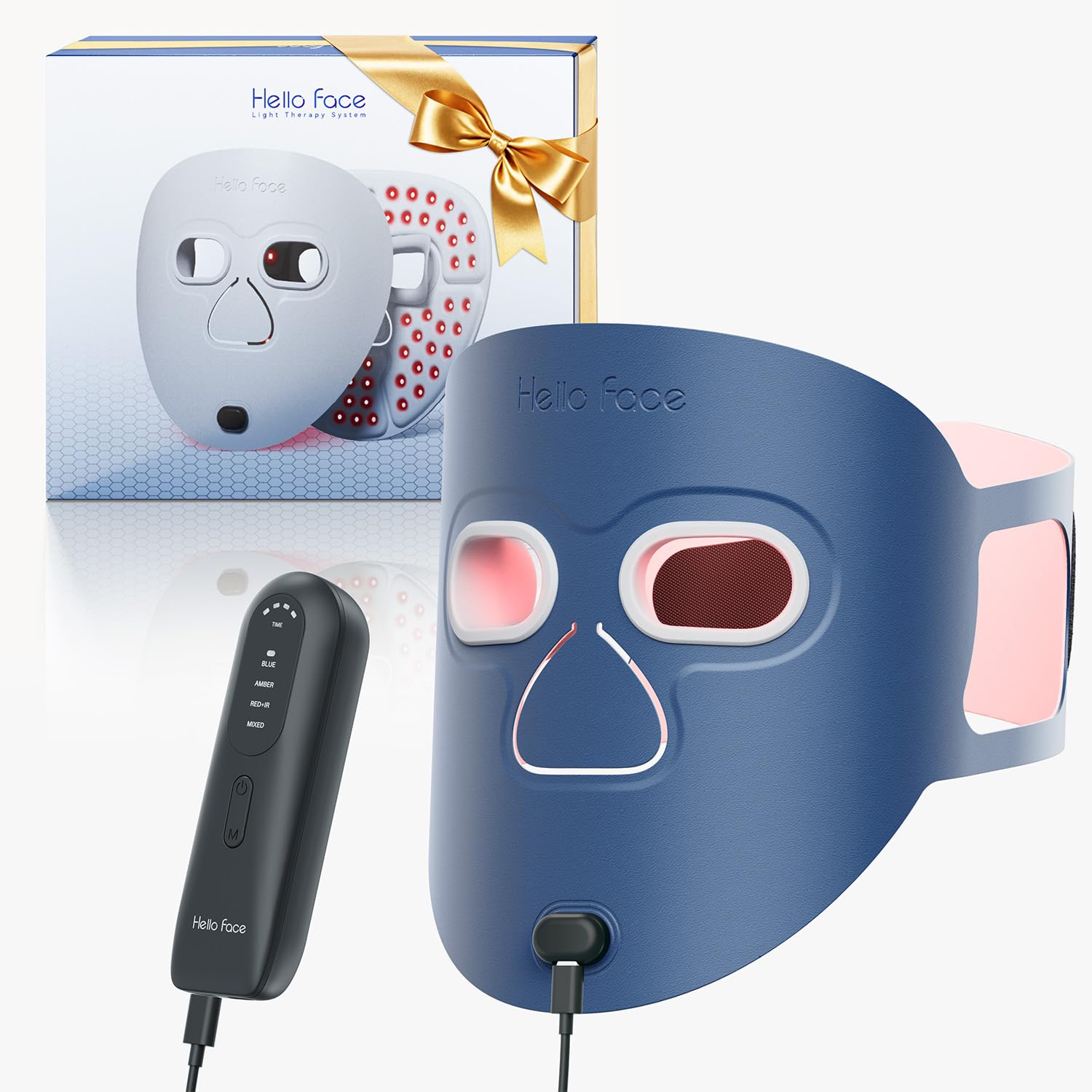 Hello Face Red Light Therapy Mask offers full-face coverage for convenient at-home skincare sessions.