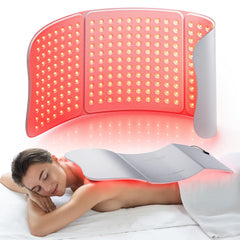 Hello Face red-light therapy mat provides full back coverage for soothing warmth.