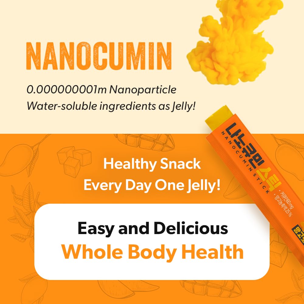 HELLO KFOOD Nanocumin jelly-stick packaging design with mango colors communicates everyday use.
