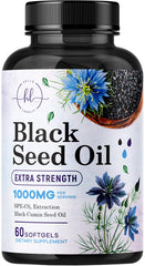 Hello Lovely black seed oil softgels bottle for daily immune support and skin wellness.