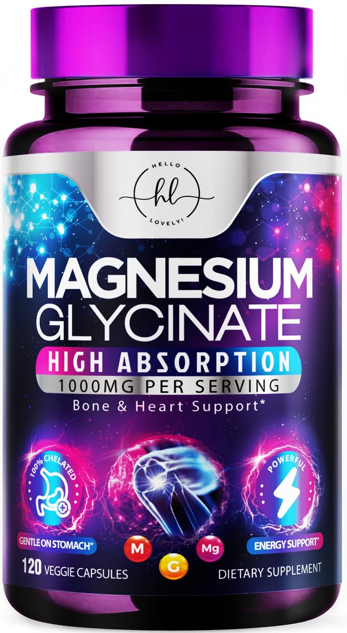 Hello Lovely magnesium glycinate 1000mg bottle—premium packaging and quality.