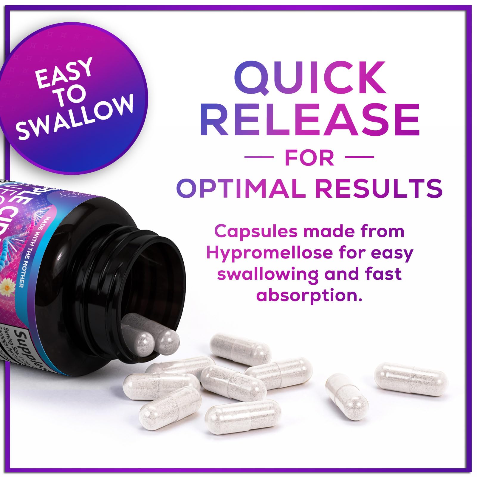 Non-GMO, gluten-free Hello Lovely ACV capsules for clean daily supplementation