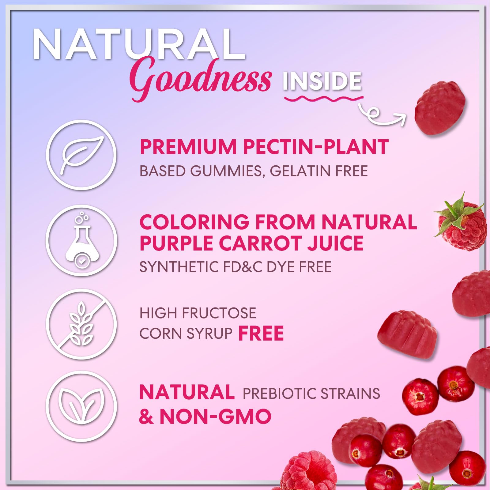 Hello Lovely Probiotics for Women Cranberry imagery conveys digestive health support.