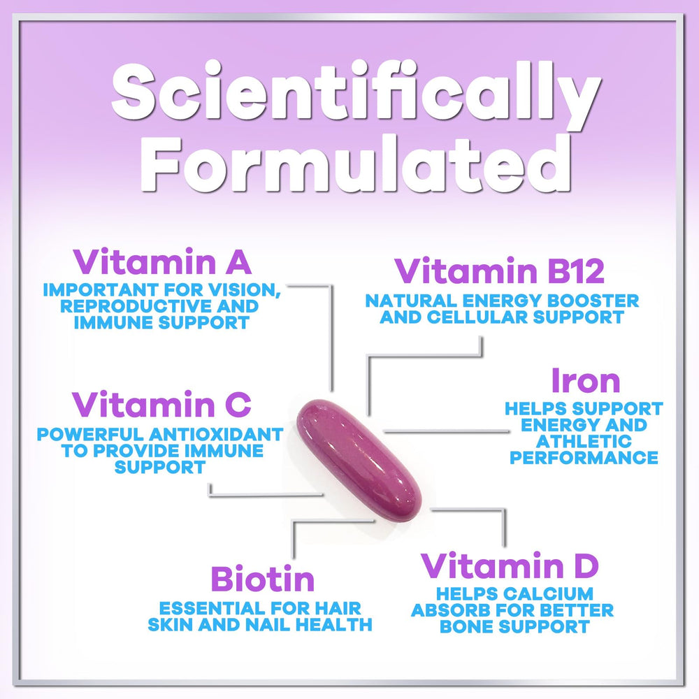 Hello Lovely! ingredients panel highlights key vitamins and minerals in the formula.