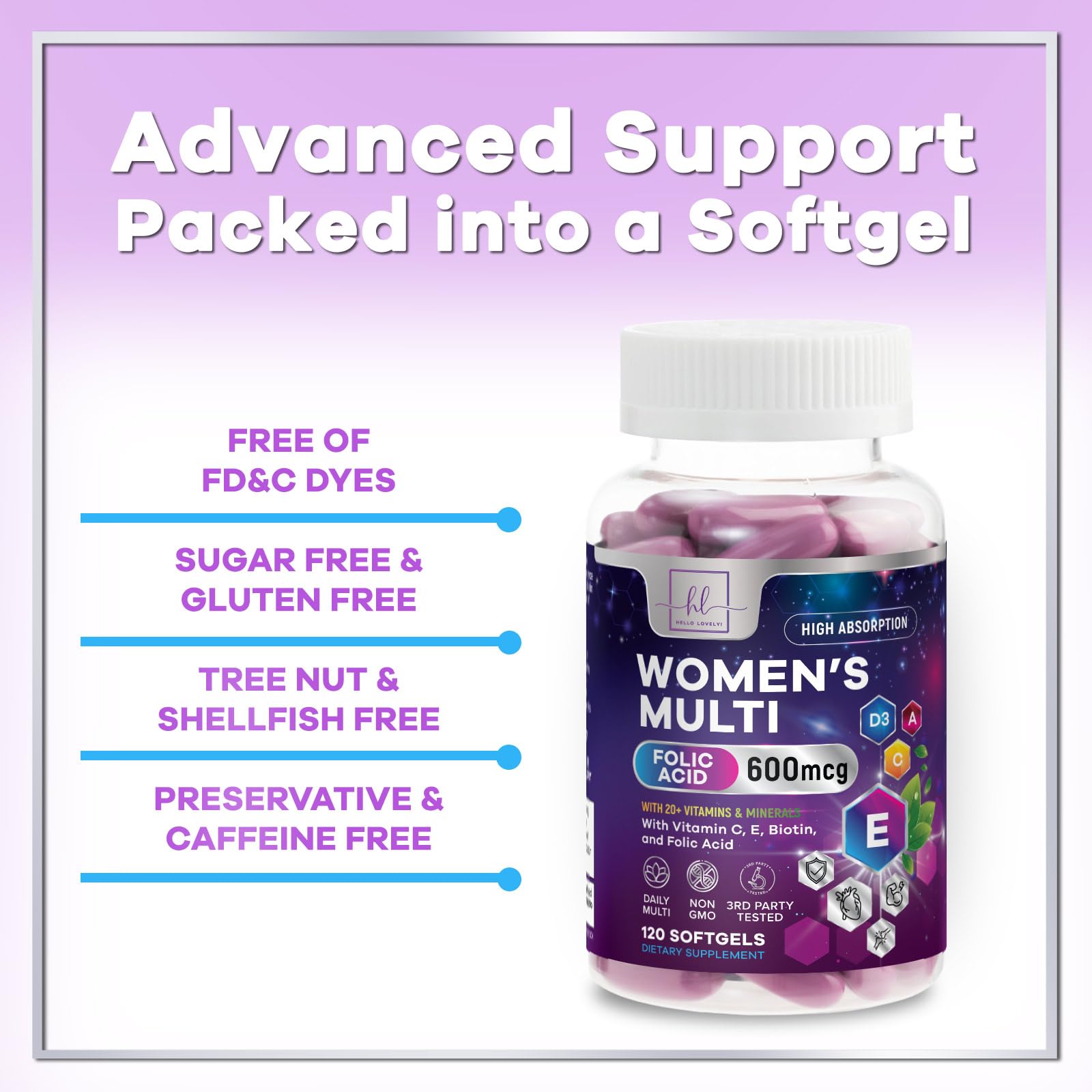 Hello Lovely! energy and focus benefit for daytime vitality.