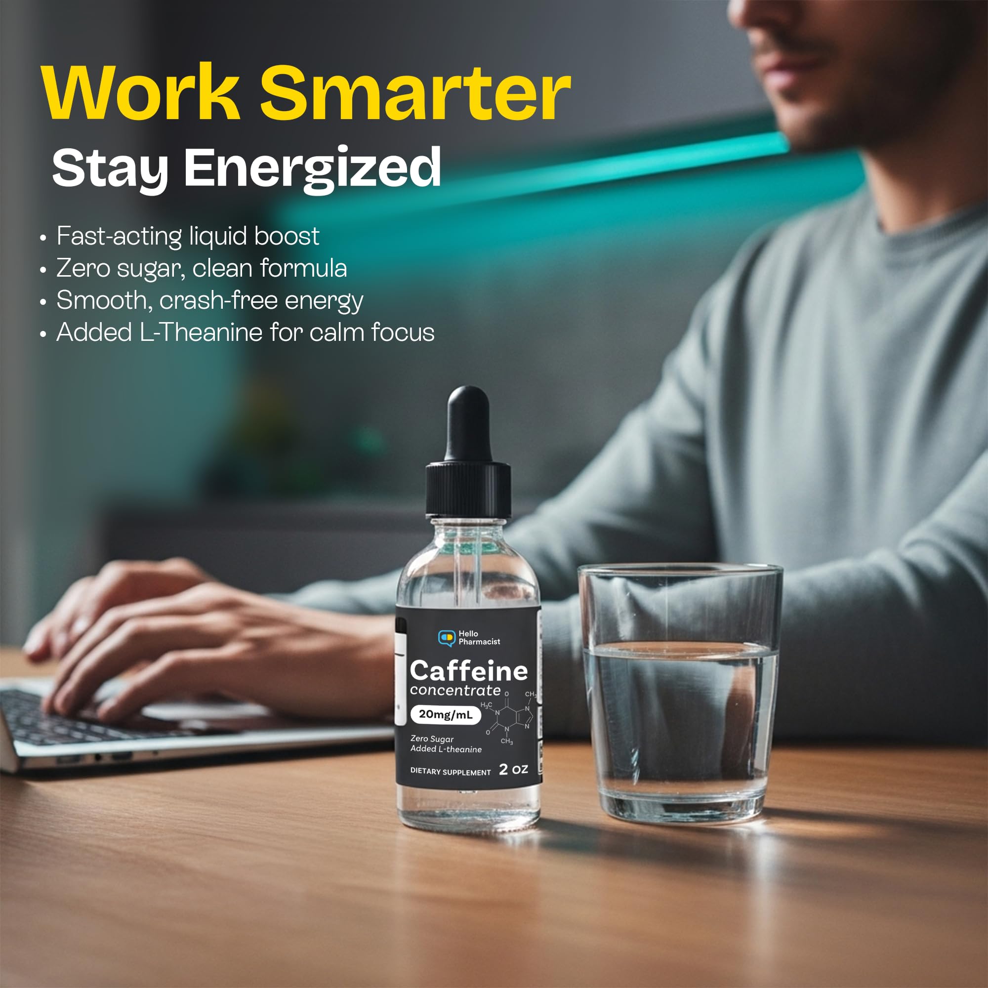 HelloPharmacist caffeine drops packaging signals pharmacist-formulated quality.