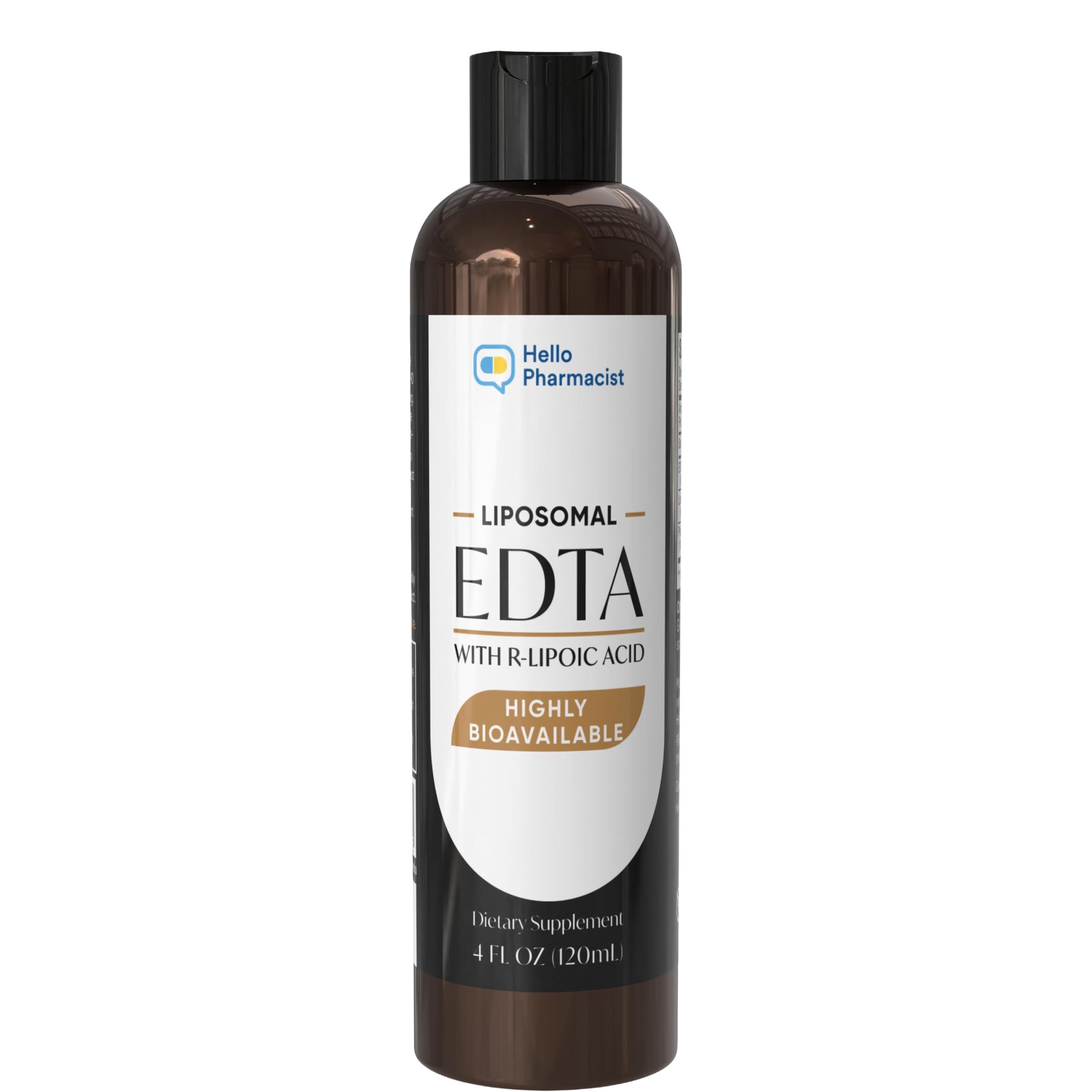 HelloPharmacist liposomal EDTA with R-Lipoic Acid bottle for enhanced absorption