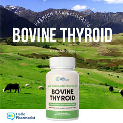 HelloPharmacist non-GMO label on bottle signals clean thyroid support.