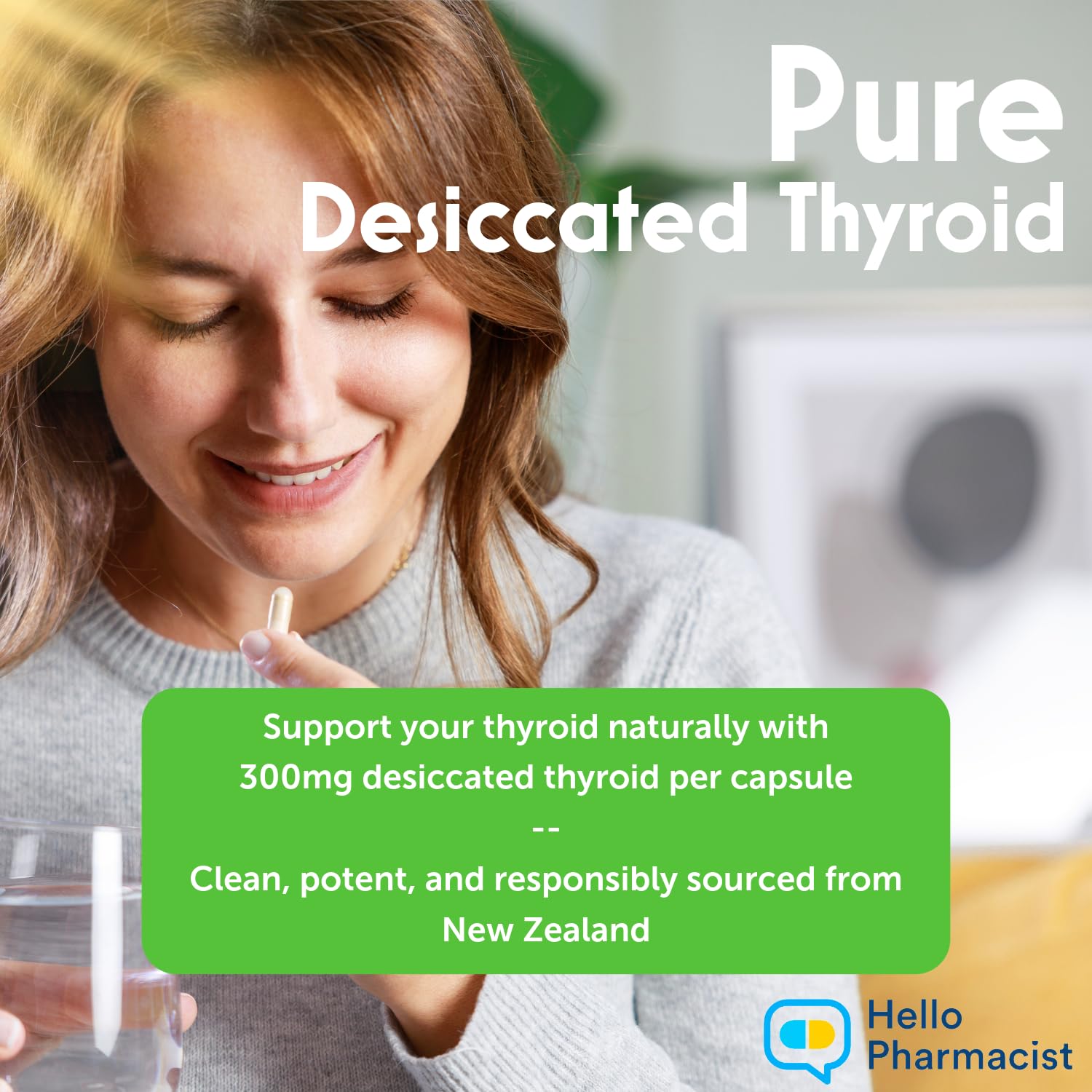 HelloPharmacist pouring capsule demonstrates easy daily dosing.