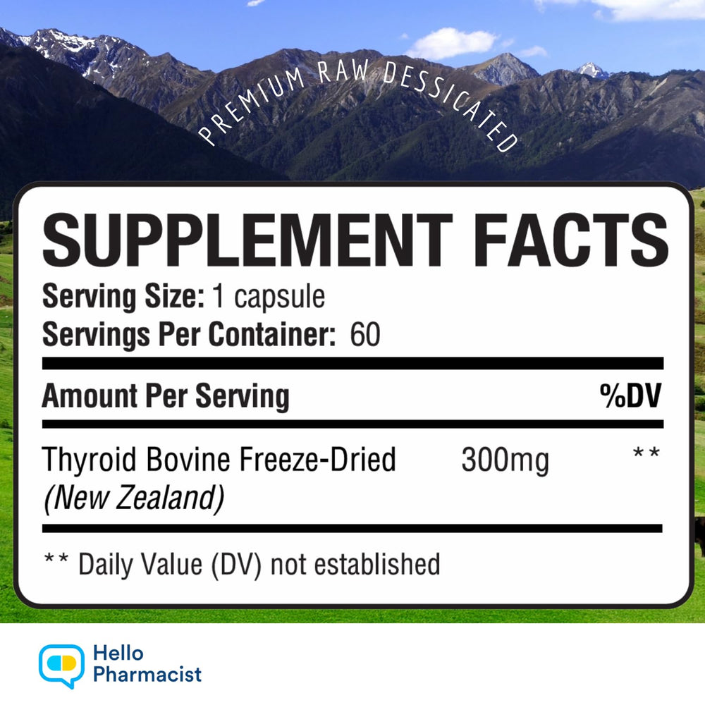 HelloPharmacist thyroid supplement bottle front view for daily vitality.