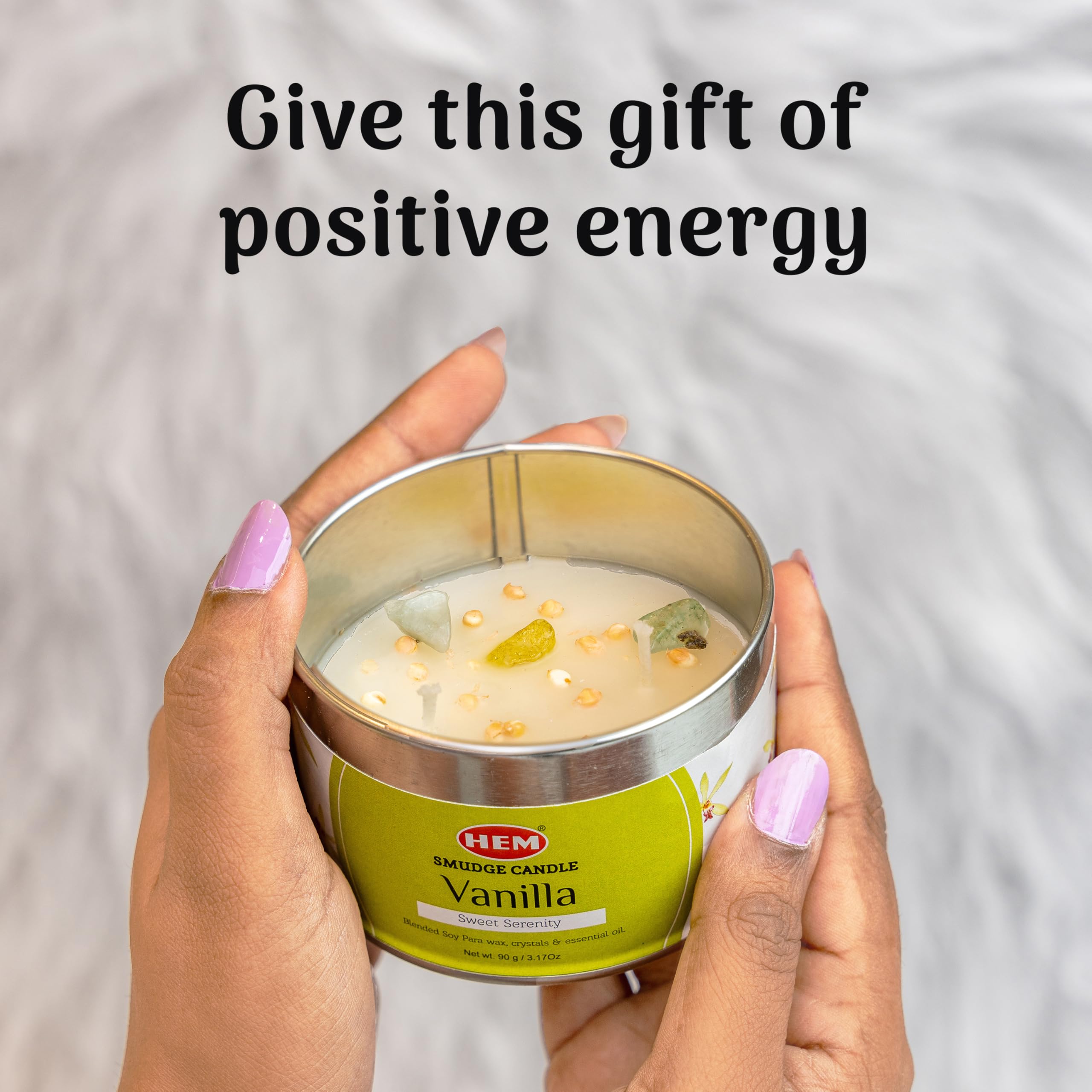 HEM Vanilla Crystal Candle makes a thoughtful wellness gift for relaxation lovers.