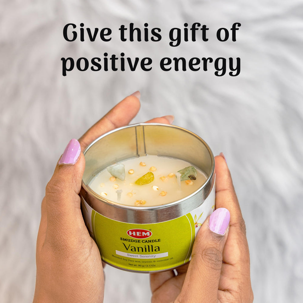 HEM Vanilla Crystal Candle makes a thoughtful wellness gift for relaxation lovers.