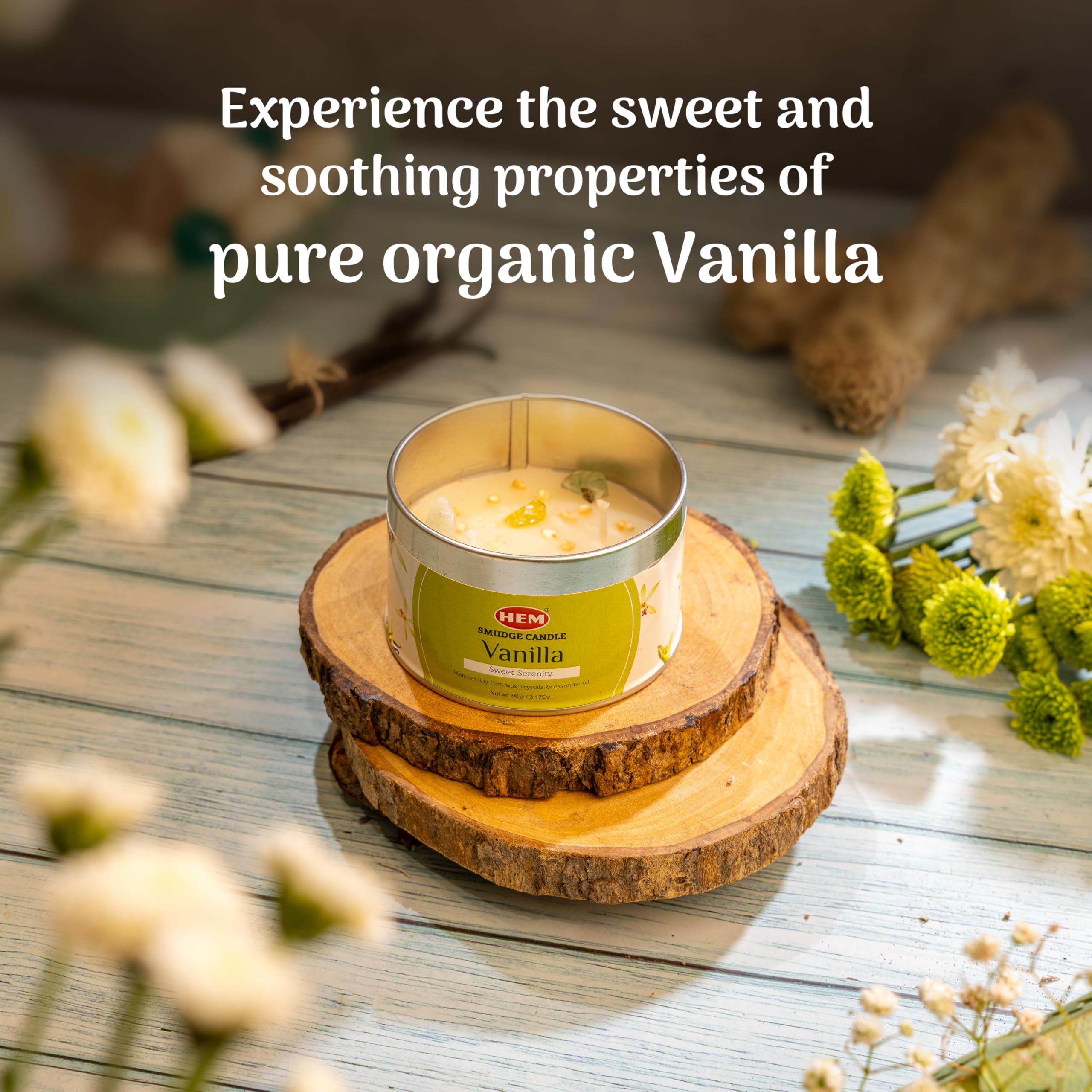 HEM Vanilla Crystal Candle fosters a peaceful bedtime ritual and smoother wind-down.