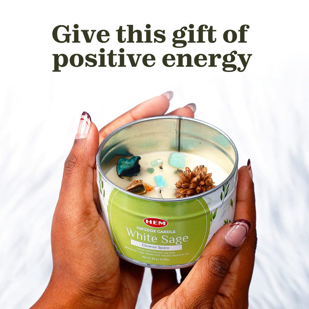 Gift-ready HEM white sage candle pack for cleansing and mindfulness