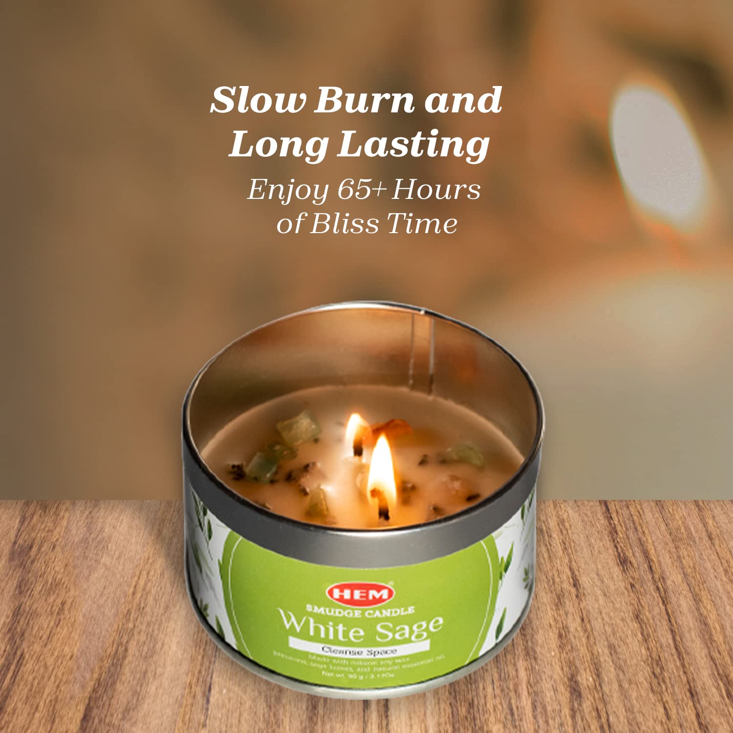 HEM white sage candle pack of 3, ideal for gifting or home rituals