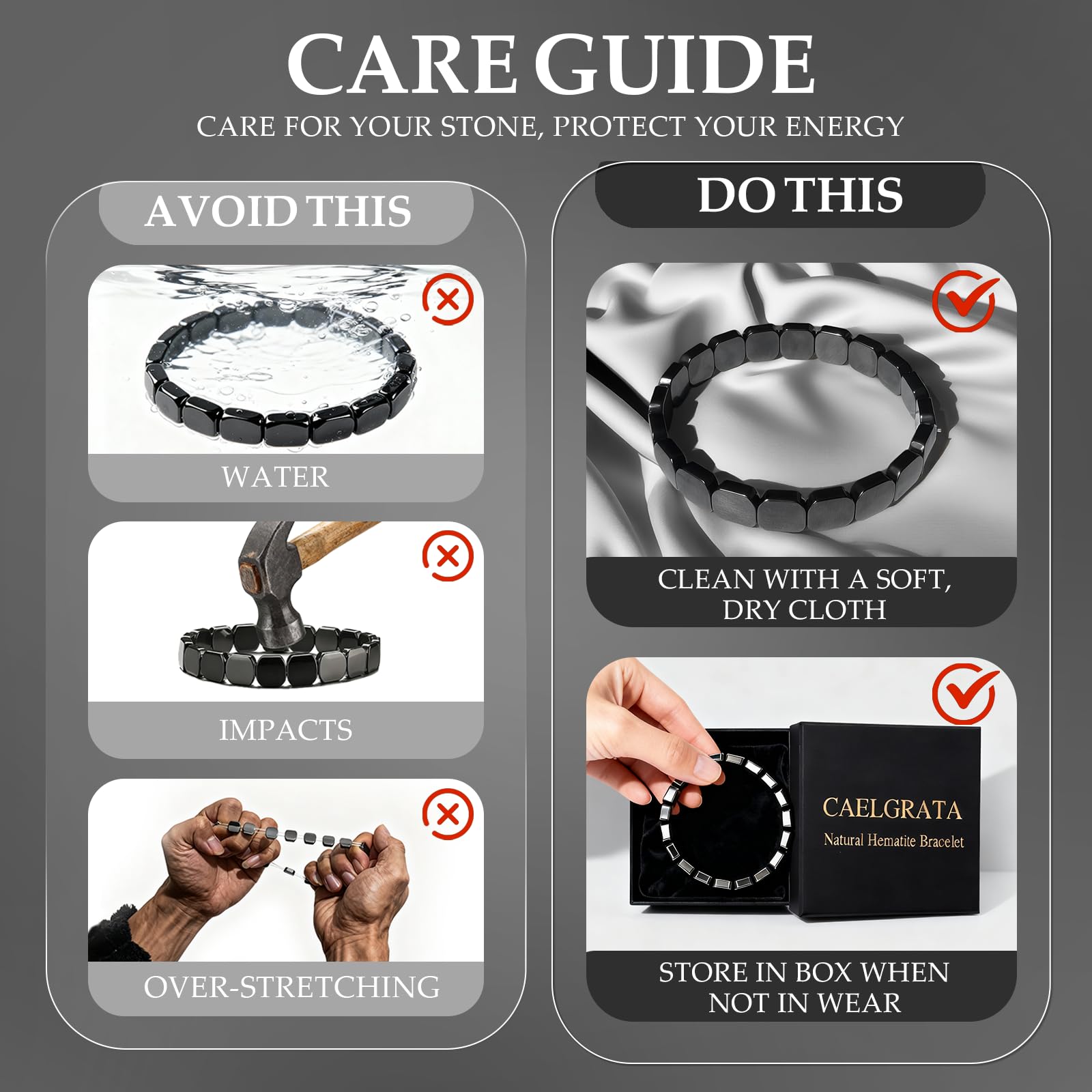 Hematite bracelet for men ideal for daily wear and gift-ready style