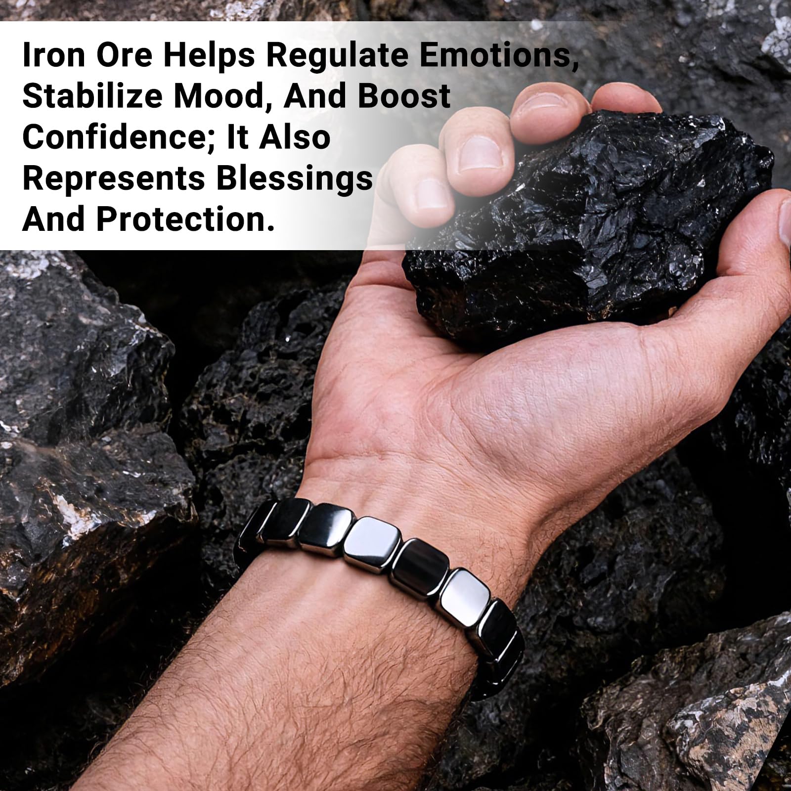 Hematite bracelet men modern design blends gemstone energy with contemporary fashion.