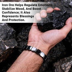 Hematite Bracelet for Men wrist shot, versatile daily wear for focus.