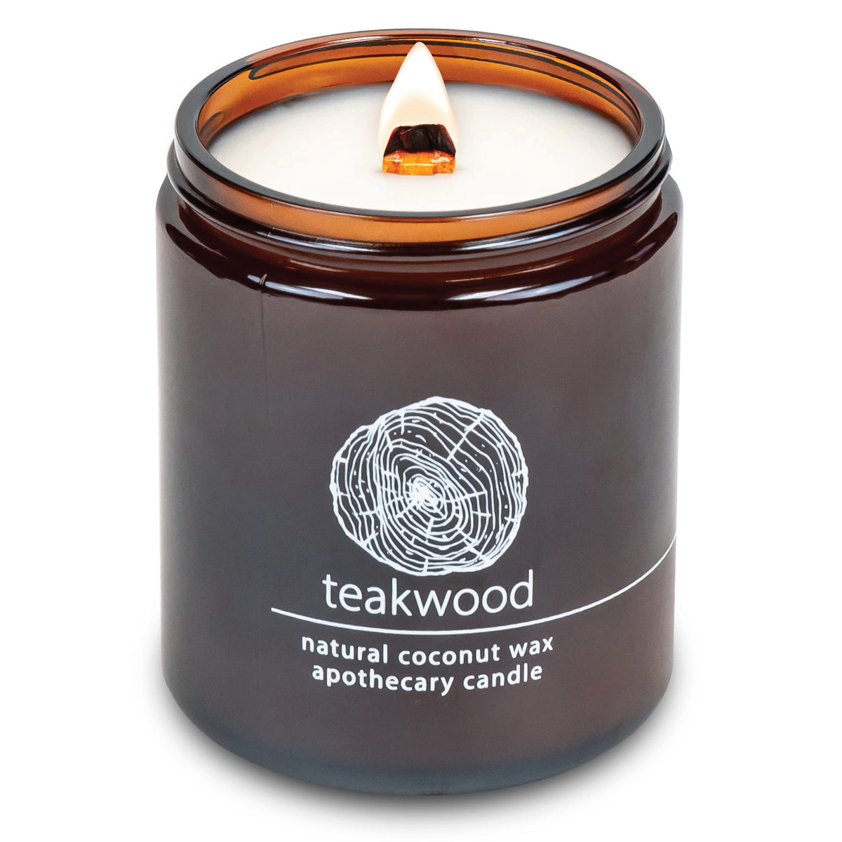 Hemlock Park crackling wick candle with teakwood aroma for cozy evenings.