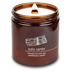 Hemlock Park crackling wood wick candle with Palo Santo for cozy ambiance.