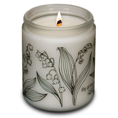 Hemlock Park Frosted Glass candle front view with calm, minimalist glow.