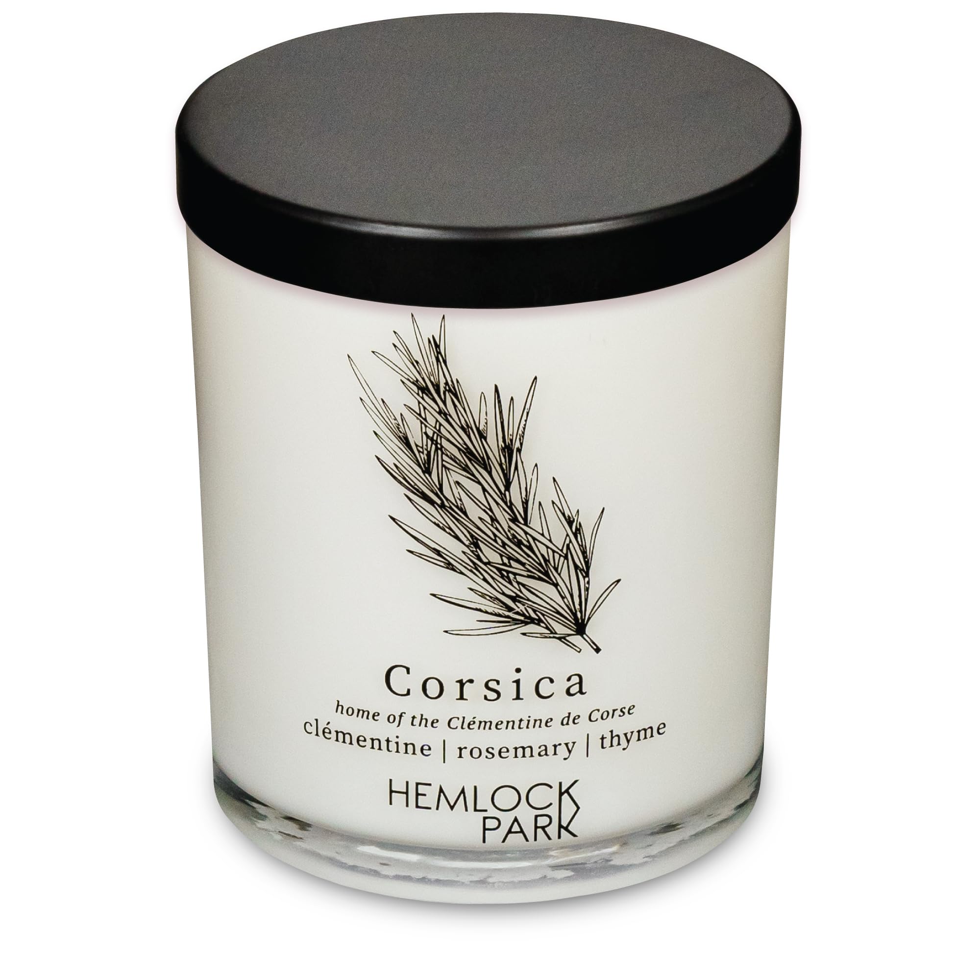 Hemlock Park rosemary thyme candle delivering herbaceous aroma for relaxing evenings.